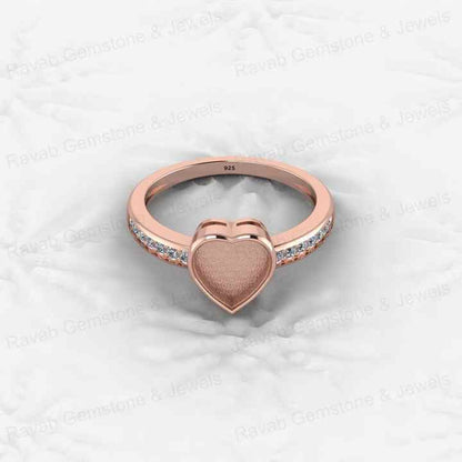 High Quality Genuine 925 Silver 8mm Heart With CZ Semi Mount Blank Setting for Proposal Rings Breastmilk Keepsake Women Jewelry