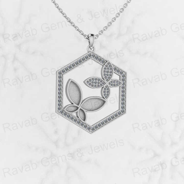 Top Selling 925 Sterling Silver 26mm Chunky Hexagon Butterfly Semi Mounting Charm Pendant Setting for Resin & Ashes Keepsake
