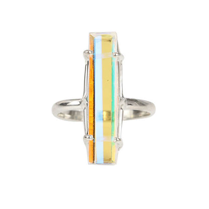 Premium Quality Beautiful Rainbow Mystic Quartz Gemstone Prong Setting Sterling Silver Rectangle Baguette Handmade Jewelry