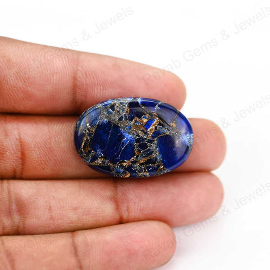 Best Selling 20x30mm Mohave Sapphire Composite Copper Cabochons High-Polished Quartz Gemstone Smooth Oval Shape Jewelry Making