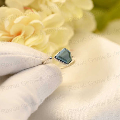 Top Selling Natural Iolite Quartz Ring Sterling 925 Silver 10x10mm Diamond Cut Faceted Bezel Setting Ring for Women Jewelry