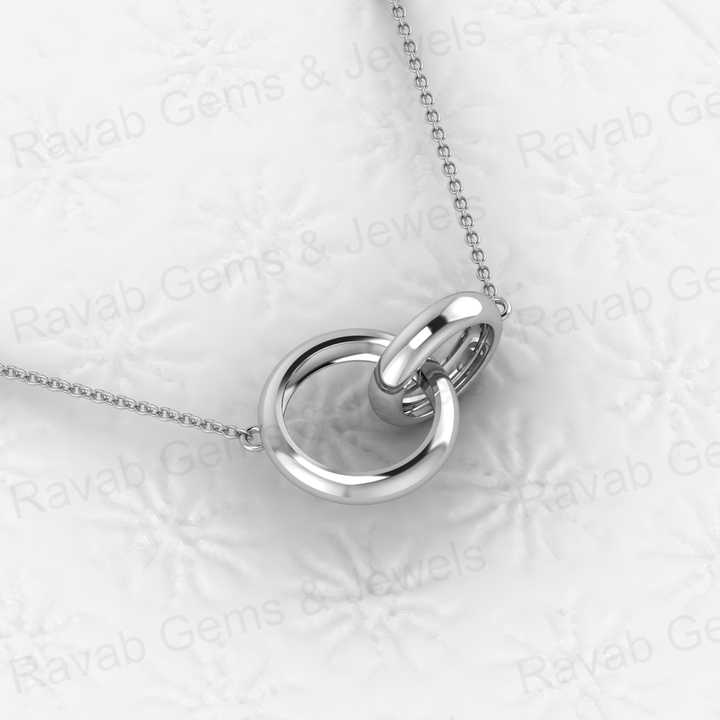 Top Quality Genuine Solid 925 Sterling Silver 26mm Interlocking Circles Charm Necklace Girlfriend Gift Memorial Fine Pendant
