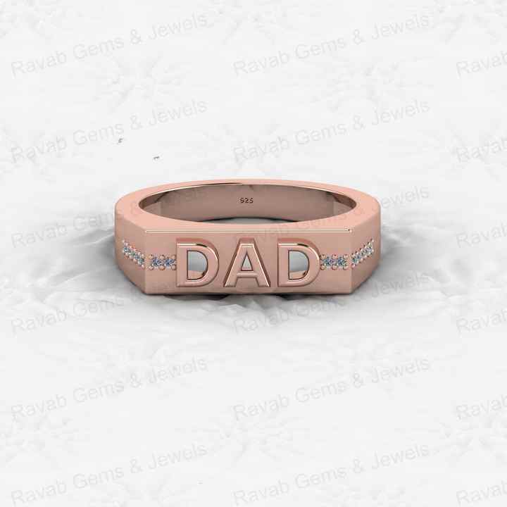 Best Selling 925 Silver Vermeil Eternity Ring DAD Father Curb Embossed Personalized for Men Women Fine Jewelry for Wedding Party