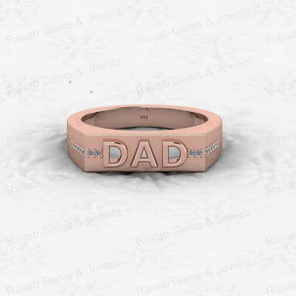Best Selling 925 Silver Vermeil Eternity Ring DAD Father Curb Embossed Personalized for Men Women Fine Jewelry for Wedding Party
