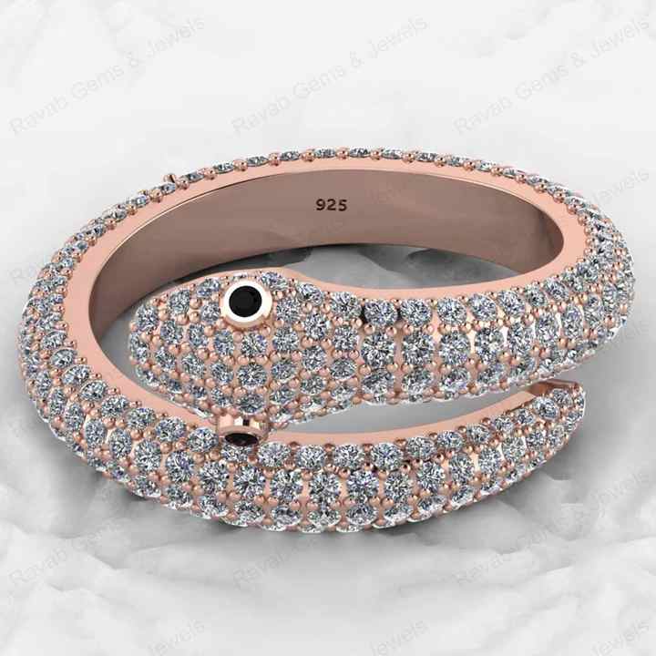 Best Selling 925 Sterling Silver Gold Vermeil CZ Eternity Band Adjustable Animal Gothic Snake Women Ring Hip Hop Fine Jewelry