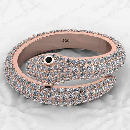 Best Selling 925 Sterling Silver Gold Vermeil CZ Eternity Band Adjustable Animal Gothic Snake Women Ring Hip Hop Fine Jewelry