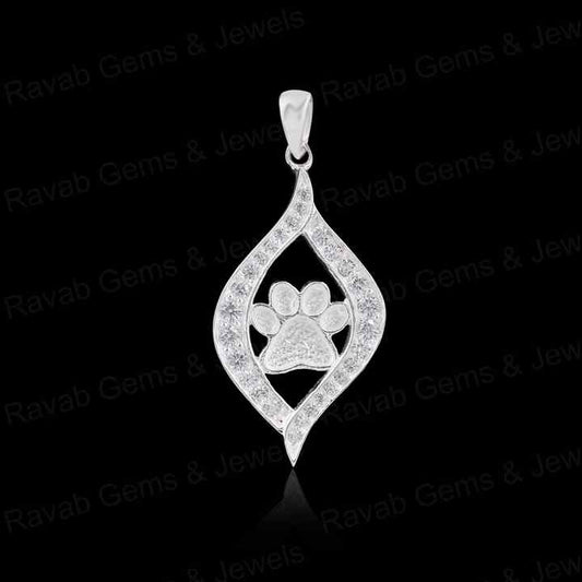 High Quality 925 Silver 25mm Dog Paw Semi Blank Empty Pendant Setting Zircon Ashes Resin Keepsake DIY Findings Components