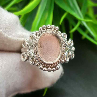 Genuine 925 Sterling Silver 8x10mm Oval Shape Semi-Mount Blank Setting Good For Ashes & Resin Fill Keepsake DIY Fine Jewelry