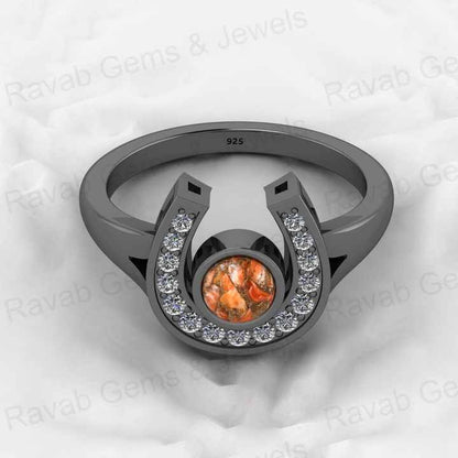 Best Selling Women's Boho Style Fine Eternity Ring 925 Silver Gold Vermeil Mohave Sponge Coral Copper Gemstone Good Luck