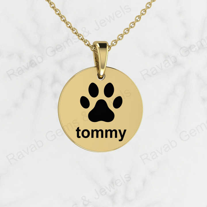 Best Selling 925 Sterling Silver 20mm Coin Custom Dog Paw Logo Engraved Personalized Diamond Charm Pendants Women Fine Jewelry