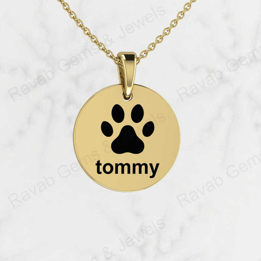 Best Selling 925 Sterling Silver 20mm Coin Custom Dog Paw Logo Engraved Personalized Diamond Charm Pendants Women Fine Jewelry