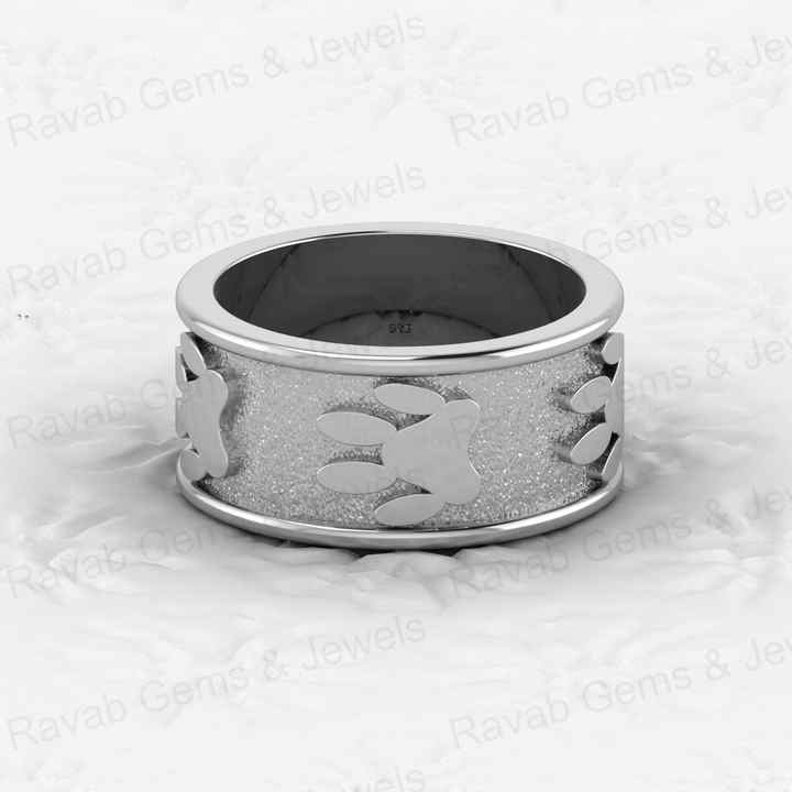 Superb Quality Solid 925 Sterling Silver Dog Paw Foot Print Modern Signet Band Ring for Men's Custom Fine Handmade Jewelry