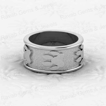 Superb Quality Solid 925 Sterling Silver Dog Paw Foot Print Modern Signet Band Ring for Men's Custom Fine Handmade Jewelry