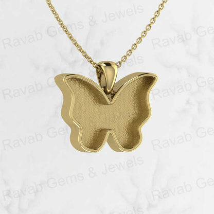 High Quality Real 925 Sterling Silver Butterfly Semi Mounting Charm Pendant for Pour Resin Breastmilk Keepsake Memorial Jewelry