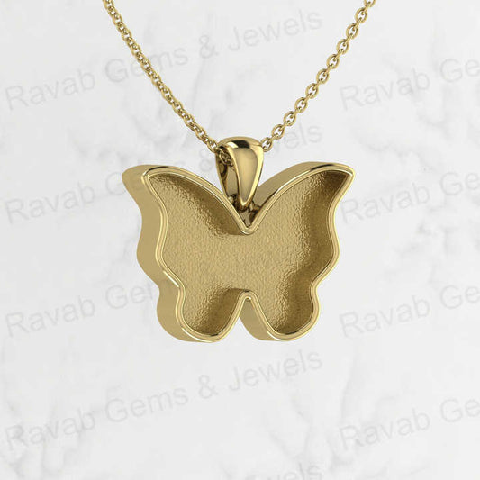 High Quality Real 925 Sterling Silver Butterfly Semi Mounting Charm Pendant for Pour Resin Breastmilk Keepsake Memorial Jewelry