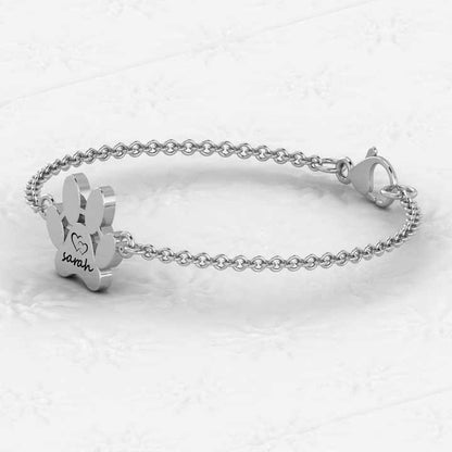 Top Selling 925 Sterling Silver 18K Gold Plated Personalized Name Dog Paw Bracelet Setting Minimalist Fine Jewelry for Women
