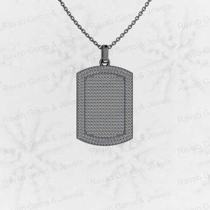 Genuine 925 Silver Pave Micro CZ 28x20mm Bar Rectangle Men's Designer Pendant Necklace Hip Pop Style Personalized Fine Jewelry