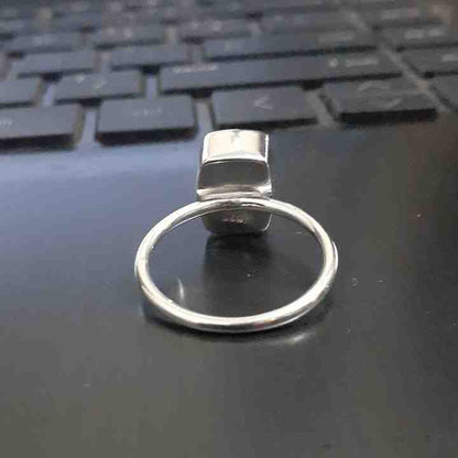 Genuine Solid 925 Sterling Silver Octagon 6x10MM Round Bezel Setting Semi-Mount Blank Setting Simple Band Fine Ring For Women