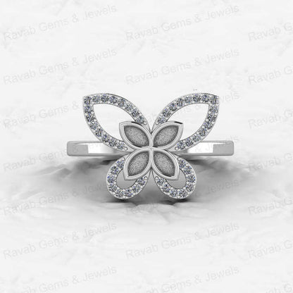 Solid 925 Silver Semi Mounting Blank Base Ring 2x4mm Marquise Butterfly CZ Resin Ashes Work Keepsake DIY Jewelry Findings