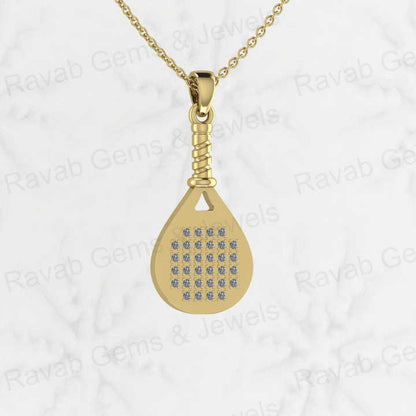 Best Selling 925 Silver CZ Tennis Player Paddle Racket Charm Pendant Necklace Personalized Gift Fine Hip Hop Jewelry For Women