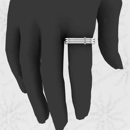 Best Selling Solid 925 Silver 18K Gold Vermeil Eternity Band Men's Chunky Ring Square Striped Design Personalized Fine Jewelry
