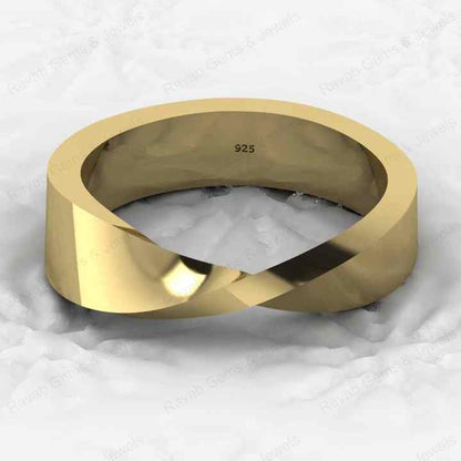 Top Quality Genuine 925 Sterling Silver Twist Mobius Design Gold Vermeil Eternity Band Men's Ring Personalized Fine Jewelry