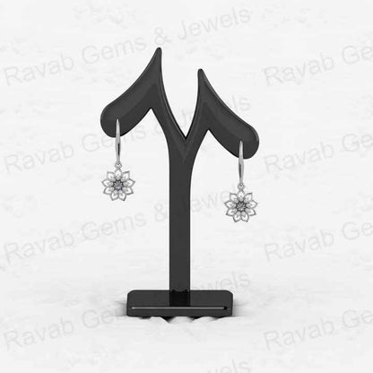 Top Quality Solid 925 Sterling Silver Sunflower Dangle Drop Lever Back Earrings CZ Gemstone Dangle Drop Fine Earring for Women