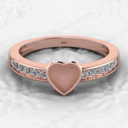 Ultimate 925 Sterling Silver 6mm Semi Mount Ring Heart Design Resin Ashes Excellent Keepsake Genuine Cremation Jewelry