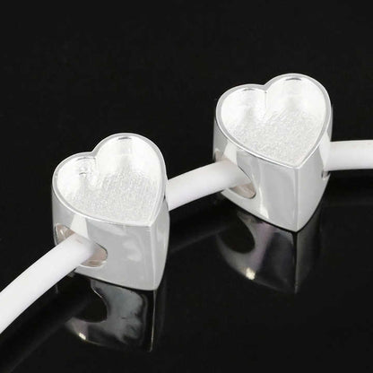 Genuine 925 Sterling Silver 9mm Heart Charm Beads with 5mm Hole Good Resin Ashes Work Keepsake DIY Finding Jewelry Components
