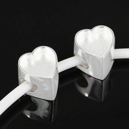 Genuine 925 Sterling Silver 9mm Heart Charm Beads with 5mm Hole Good Resin Ashes Work Keepsake DIY Finding Jewelry Components