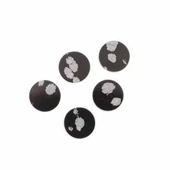 Natural Snowflake Obsidian 12mm Smooth Double Flat Coin Round Shape Calibrated Loose Gemstone for Making Jewelry Manufacturer