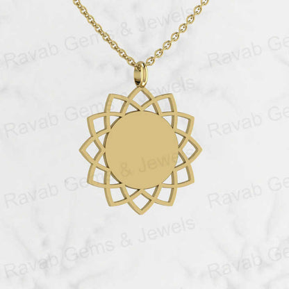 Top Quality Genuine Solid 925 Sterling Silver 21mm Flower of Life Sunflower Pendant Personalized Nature Lover Necklace Jewelry