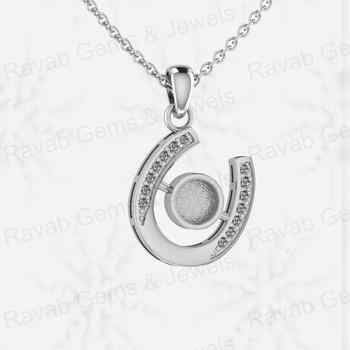 Top Quality Solid 925 Sterling Silver With CZ Horseshoe Semi Mounting Charm Pendant Setting Resin & Ashes Work Memorial Jewelry