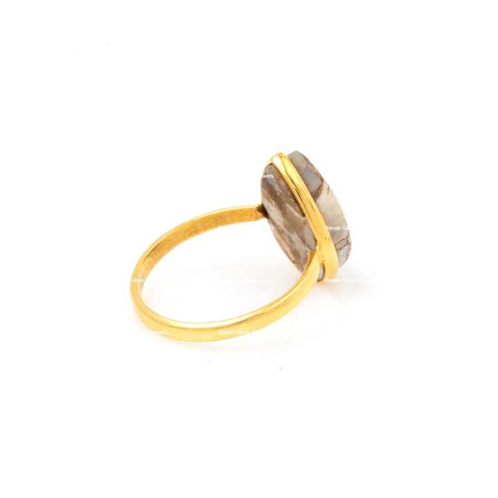 Lovely Design 10x14mm Pear Natural Ethiopian Opal Copper Stone Jewellery Gold Plated Silver Solitaire Dainty Boho Ring for Women