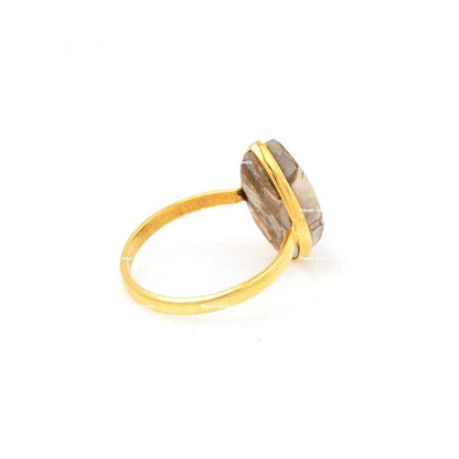Lovely Design 10x14mm Pear Natural Ethiopian Opal Copper Stone Jewellery Gold Plated Silver Solitaire Dainty Boho Ring for Women