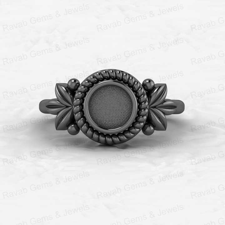 Best Quality 925 Silver 6mm Blank Cabochon Bezel Cup Braided Leaf Ring Setting DIY Breast Milk Keepsake Jewelry Making Findings