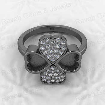 Best Quality 925 Solid Sterling Silver Semi Mount Ring 5mm Heart Clover Design for Resin Ashes Work Personal Jewelry Projects