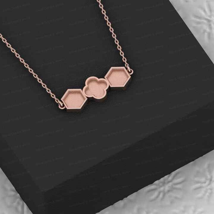Top Quality 925 Clover & Hexagon Shape Bezel Cup Semi Mount Charm Pendant Necklace Setting Valentine Jewelry Findings Components