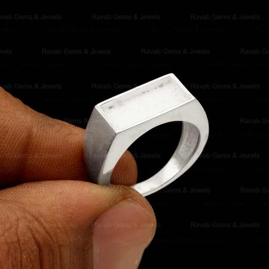 Top Selling Solid 925 Silver 7x14mm Rectangle Semi Mount Blank Bezel Setting Men's Ring Good for Gemstone & Resin Ashes Jewelry