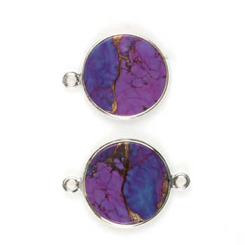 12mm Natural Mohave Purple Copper Turquoise Silver Charms Pendant DIY Connectors Earring Bracelet Jewelry Fine Pendants Charms