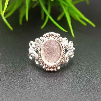 Genuine 925 Sterling Silver 8x10mm Oval Shape Semi-Mount Blank Setting Good For Ashes & Resin Fill Keepsake DIY Fine Jewelry