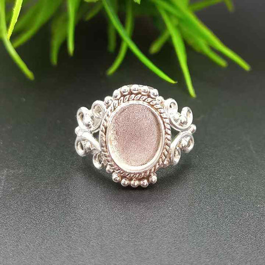 Genuine 925 Sterling Silver 8x10mm Oval Shape Semi-Mount Blank Setting Good For Ashes & Resin Fill Keepsake DIY Fine Jewelry