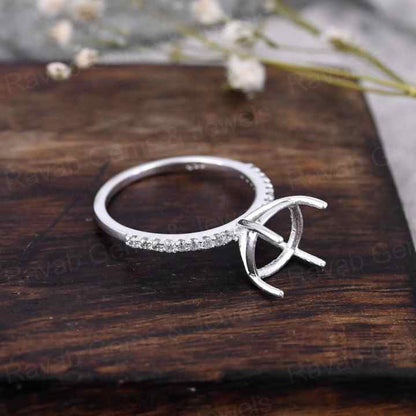 Handmade 925 Silver 18k Gold 10mm Cushion Eternity Band Prong Blank Gemstone Ring With CZ Setting Keepsake Breastmilk Jewelry