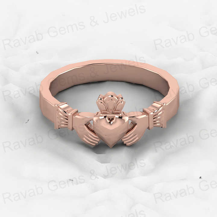 High Quality Genuine 925 Sterling Solid Silver Customized Celtic Claddagh Attractive Design Ring for Women Designer Jewelry