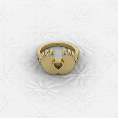 Superb Quality New Baby Born Foot Print 925 Silver Semi Mount Blank Setting Ring for Gemstone Findings & Components Jewelry