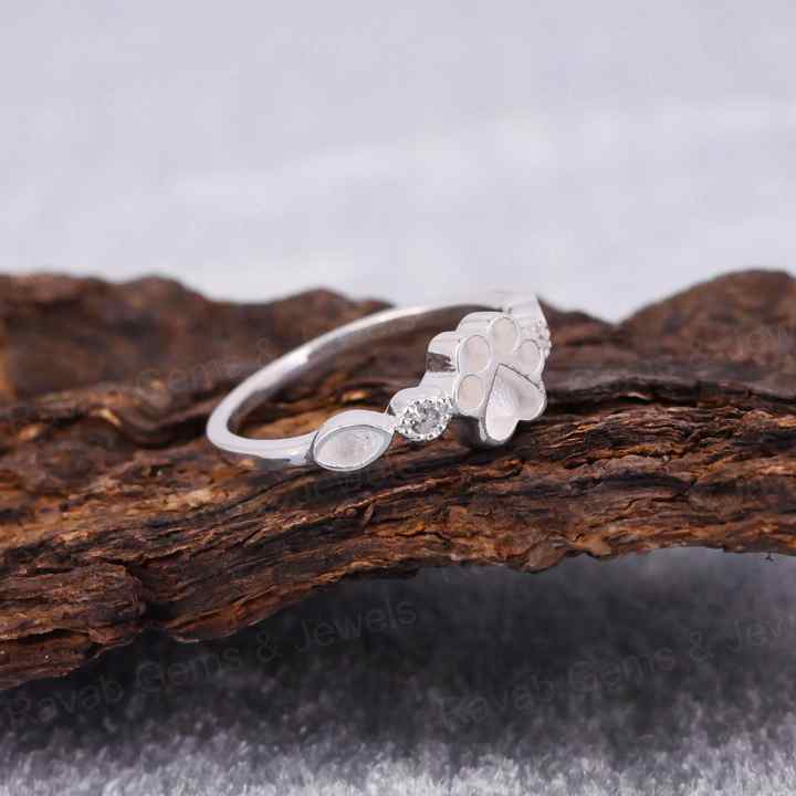 High Quality 925 Silver 8mm Dog Paw Half Eternity Marquise With CZ Empty Blank Setting Ring Breastmilk DIY Memorial Pet Jewelry