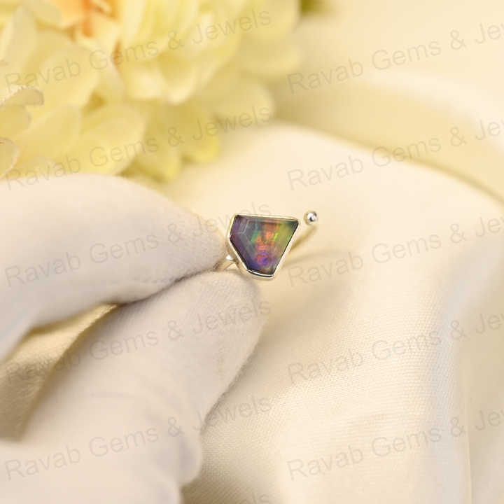 New Arrival Solid 925 Sterling Silver Abalone Shell Quartz 10x10mm Diamond Bezel Setting Adjustable Ring for Women Fine Jewelry