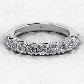 New Arrival 925 Sterling Silver Round Brilliant CZ Cut Half Eternity Gold Vermeil Engagement Gift Women's Ring Custom Jewelry
