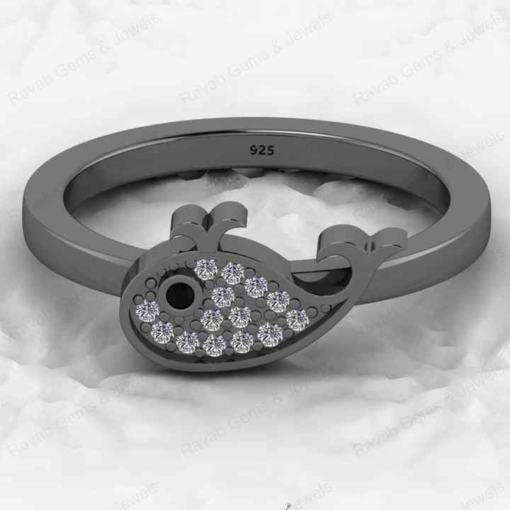 Beautiful 925 Silver Gold Vermeil Blue Whale Water Animal Fish Pattern Eternity Wedding Band Designer Women Ring Fine Jewelry