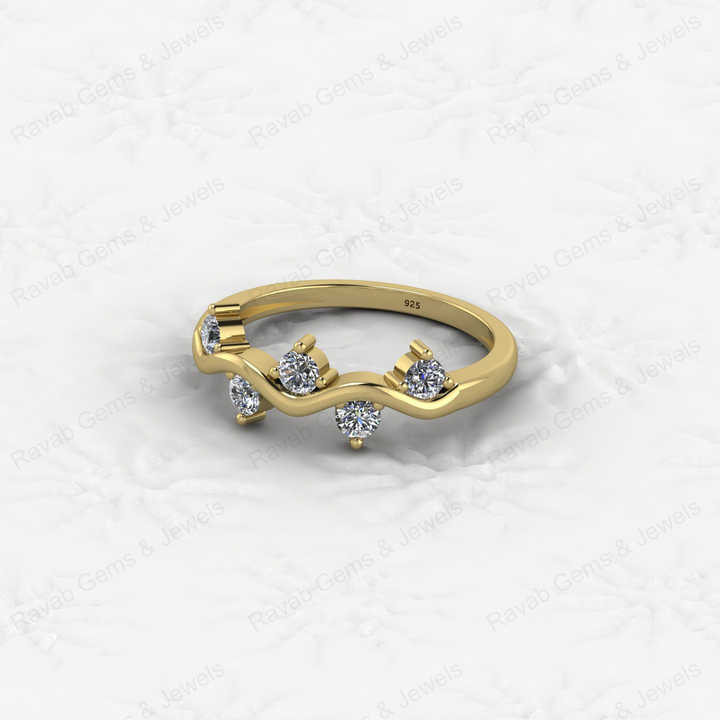 Genuine 925 Sterling Silver Eternity Band Minimalist 18K Gold Vermeil Brilliant Cut CZ Ivy Leaf Vine Ring for Women Fine Jewelry